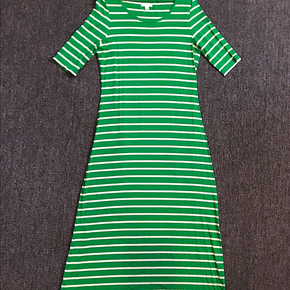 Kelly Green and white Stripe Maxi Dress